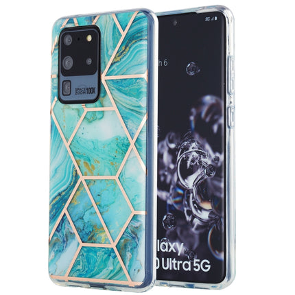 For Samsung Galaxy S20 Ultra 3D Electroplating Marble Pattern TPU Protective Case(Blue)-garmade.com