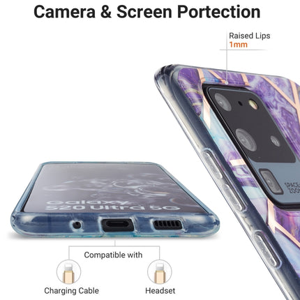 For Samsung Galaxy S20 Ultra 3D Electroplating Marble Pattern TPU Protective Case(Dark Purple)-garmade.com