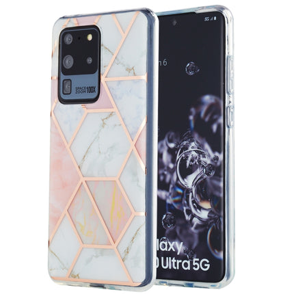 For Samsung Galaxy S20 Ultra 3D Electroplating Marble Pattern TPU Protective Case(Pink White)-garmade.com