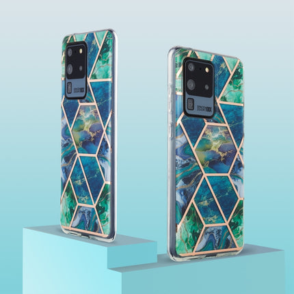 For Samsung Galaxy S20 Ultra 3D Electroplating Marble Pattern TPU Protective Case(Blue Green)-garmade.com