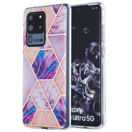 For Samsung Galaxy S20 Ultra 3D Electroplating Marble Pattern TPU Protective Case(Light Purple)-garmade.com