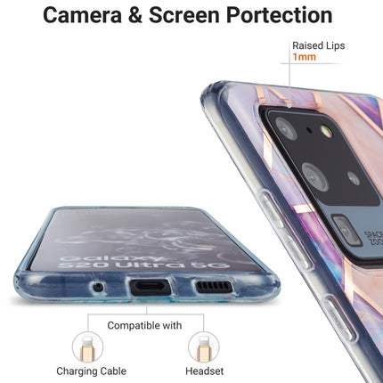 For Samsung Galaxy S20 Ultra 3D Electroplating Marble Pattern TPU Protective Case(Light Purple)-garmade.com