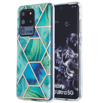 For Samsung Galaxy S20 Ultra 3D Electroplating Marble Pattern TPU Protective Case(Green)-garmade.com