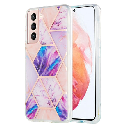 For Samsung Galaxy S21 5G 3D Electroplating Marble Pattern TPU Protective Case(Light Purple)-garmade.com