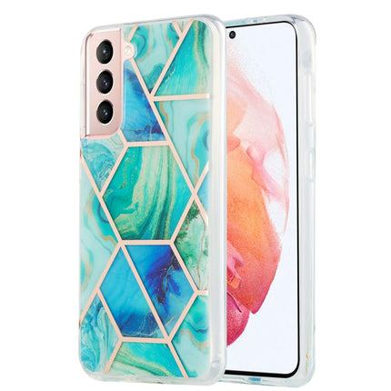For Samsung Galaxy S21 5G 3D Electroplating Marble Pattern TPU Protective Case(Green)-garmade.com