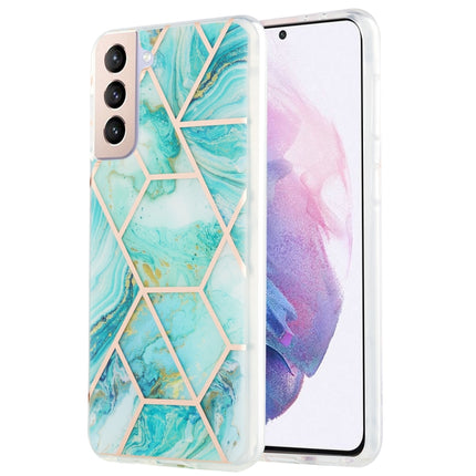 For Samsung Galaxy S21 Plus 5G 3D Electroplating Marble Pattern TPU Protective Case(Blue)-garmade.com