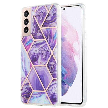 For Samsung Galaxy S21 Plus 5G 3D Electroplating Marble Pattern TPU Protective Case(Dark Purple)-garmade.com