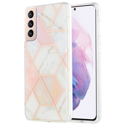 For Samsung Galaxy S21 Plus 5G 3D Electroplating Marble Pattern TPU Protective Case(Pink White)-garmade.com