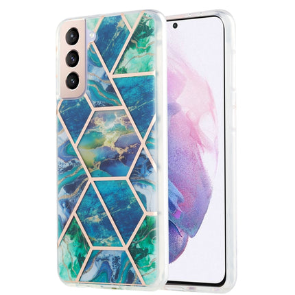 For Samsung Galaxy S21 Plus 5G 3D Electroplating Marble Pattern TPU Protective Case(Blue Green)-garmade.com