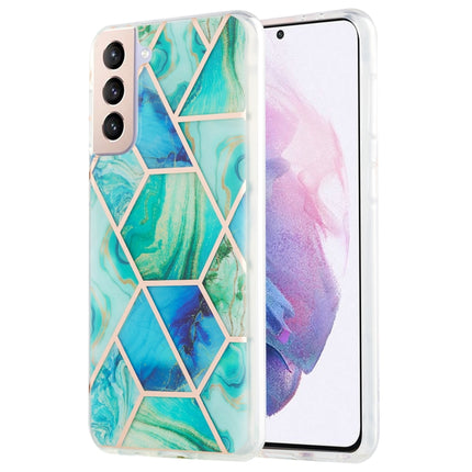 For Samsung Galaxy S21 Plus 5G 3D Electroplating Marble Pattern TPU Protective Case(Green)-garmade.com