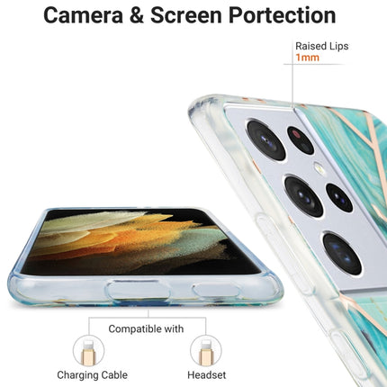 For Samsung Galaxy S21 Ultra 5G 3D Electroplating Marble Pattern TPU Protective Case(Blue)-garmade.com