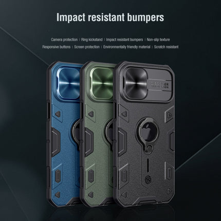 For iPhone 12 Pro Max NILLKIN Shockproof CamShield Armor Protective Case with Invisible Ring Holder(Blue)-garmade.com