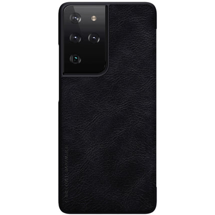 For Samsung Galaxy S21 Ultra 5G NILLKIN QIN Series Crazy Horse Texture Horizontal Flip Leather Case with Card Slot(Black)-garmade.com