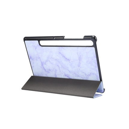 For Galaxy Tab S6 10.5 T860 Marble Texture Pattern Horizontal Flip Leather Case, with Three-folding Holder & Sleep / Wake-up Function(Purple)-garmade.com
