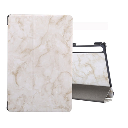 For Galaxy Tab S6 10.5 T860 Marble Texture Pattern Horizontal Flip Leather Case, with Three-folding Holder & Sleep / Wake-up Function(Grey)-garmade.com