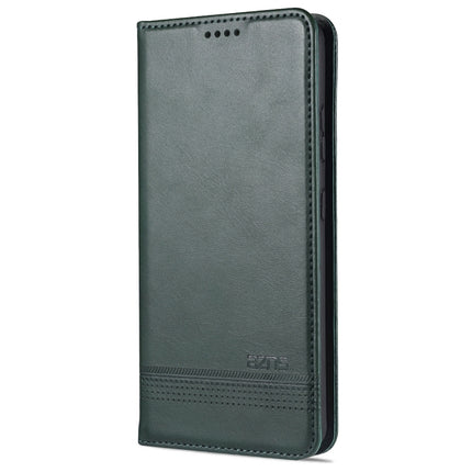 For Samsung Galaxy S21 5G AZNS Magnetic Calf Texture Horizontal Flip Leather Case with Card Slots & Holder & Wallet(Dark Green)-garmade.com