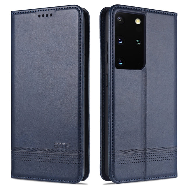 For Samsung Galaxy S21+ 5G AZNS Magnetic Calf Texture Horizontal Flip Leather Case with Card Slots & Holder & Wallet(Dark Blue)-garmade.com