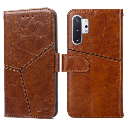 For Samsung Galaxy Note10 Geometric Stitching Horizontal Flip TPU + PU Leather Case with Holder & Card Slots & Wallet(Light Brown)-garmade.com