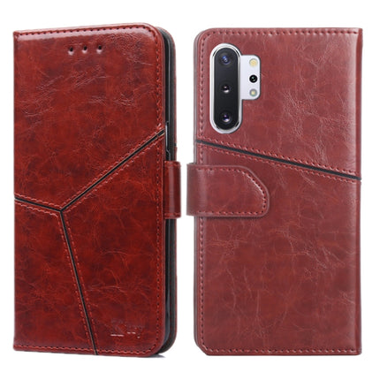 For Samsung Galaxy Note10 Geometric Stitching Horizontal Flip TPU + PU Leather Case with Holder & Card Slots & Wallet(Dark Brown)-garmade.com