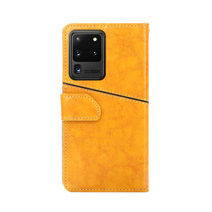 For Samsung Galaxy S20 Ultra Geometric Stitching Horizontal Flip TPU + PU Leather Case with Holder & Card Slots & Wallet(Yellow)-garmade.com