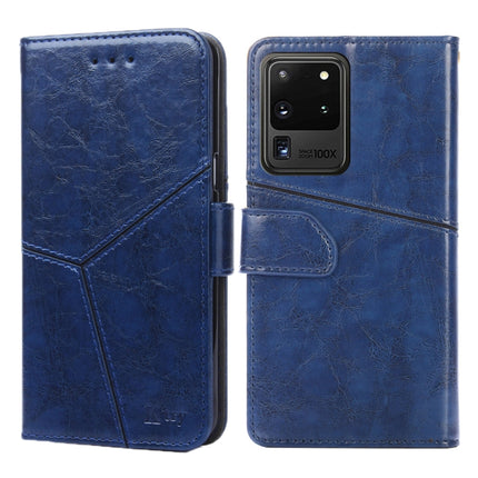 For Samsung Galaxy S20 Ultra Geometric Stitching Horizontal Flip TPU + PU Leather Case with Holder & Card Slots & Wallet(Blue)-garmade.com