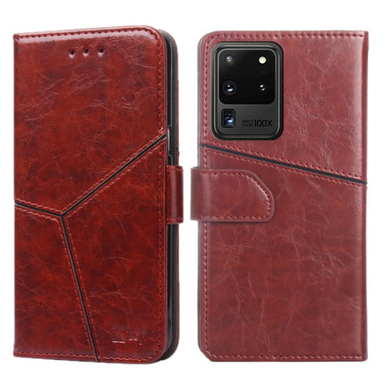 For Samsung Galaxy S20 Ultra Geometric Stitching Horizontal Flip TPU + PU Leather Case with Holder & Card Slots & Wallet(Dark Brown)-garmade.com