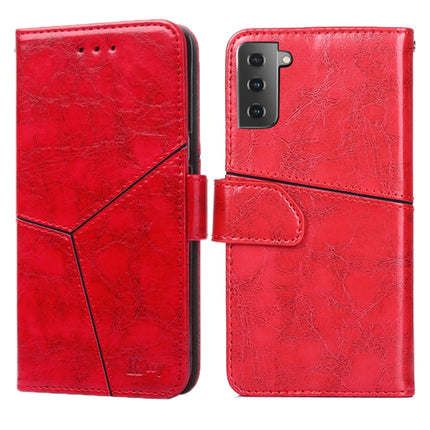 For Samsung Galaxy S21 5G Geometric Stitching Horizontal Flip TPU + PU Leather Case with Holder & Card Slots & Wallet(Red)-garmade.com