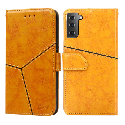 For Samsung Galaxy S21 5G Geometric Stitching Horizontal Flip TPU + PU Leather Case with Holder & Card Slots & Wallet(Yellow)-garmade.com
