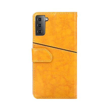 For Samsung Galaxy S21 5G Geometric Stitching Horizontal Flip TPU + PU Leather Case with Holder & Card Slots & Wallet(Yellow)-garmade.com
