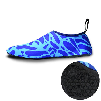 Non-slip Wear-resisting Thick Rubber Sole Diving Shoes and Socks, One Pair(Figured Blue)-garmade.com
