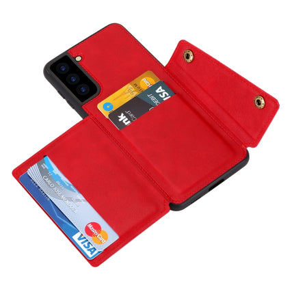 For Samsung Galaxy S21+ 5G Double Buckle PU + TPU Shockproof Magnetic Protective Case with Card Slot & Holder(Red)-garmade.com