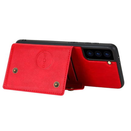 For Samsung Galaxy S21+ 5G Double Buckle PU + TPU Shockproof Magnetic Protective Case with Card Slot & Holder(Red)-garmade.com