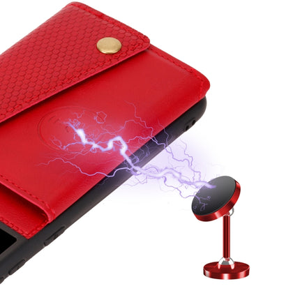 For Samsung Galaxy S21+ 5G Double Buckle PU + TPU Shockproof Magnetic Protective Case with Card Slot & Holder(Red)-garmade.com