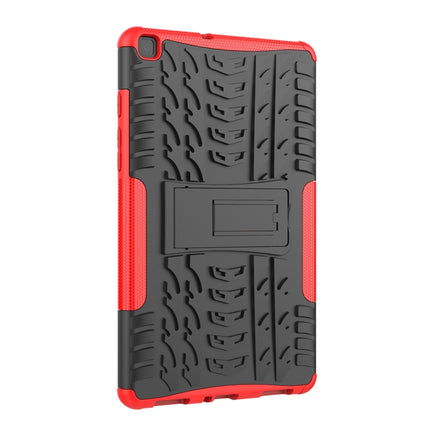 For Samsung Galaxy Tab A8.0 (2019) T295 / T290 Tire Texture TPU+PC Shockproof Case with Holder(Red)-garmade.com
