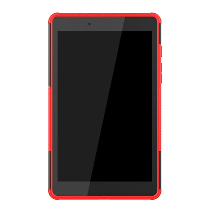 For Samsung Galaxy Tab A8.0 (2019) T295 / T290 Tire Texture TPU+PC Shockproof Case with Holder(Red)-garmade.com