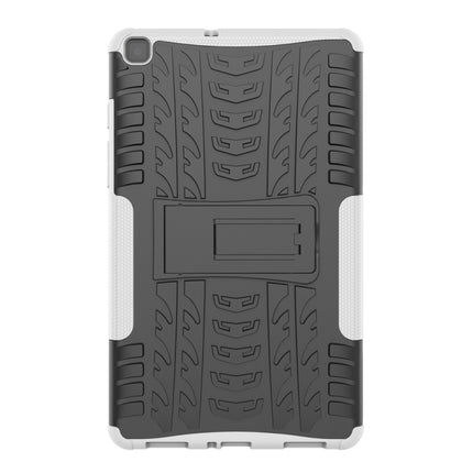 For Samsung Galaxy Tab A8.0 (2019) T295 / T290 Tire Texture TPU+PC Shockproof Case with Holder(White)-garmade.com
