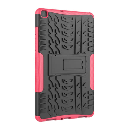 For Samsung Galaxy Tab A8.0 (2019) T295 / T290 Tire Texture TPU+PC Shockproof Case with Holder(Pink)-garmade.com
