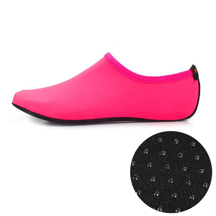 Non-slip Plastic Grain Texture Thick Cloth Sole Solid Color Diving Shoes and Socks, One Pair(Rose Red)-garmade.com