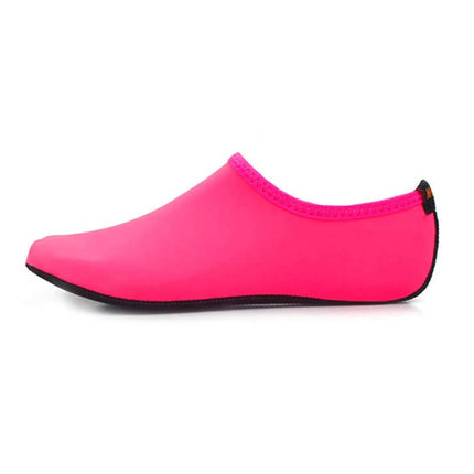 Non-slip Plastic Grain Texture Thick Cloth Sole Solid Color Diving Shoes and Socks, One Pair(Rose Red)-garmade.com