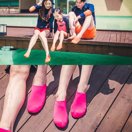 Non-slip Plastic Grain Texture Thick Cloth Sole Solid Color Diving Shoes and Socks, One Pair, Size:M (Rose Red)-garmade.com