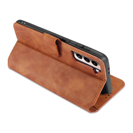 For Samsung Galaxy S21 5G DG.MING Retro Oil Side Horizontal Flip Case with Holder & Card Slots & Wallet(Brown)-garmade.com