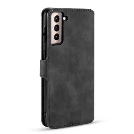For Samsung Galaxy S21 5G DG.MING Retro Oil Side Horizontal Flip Case with Holder & Card Slots & Wallet(Black)-garmade.com