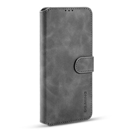 For Samsung Galaxy S21 5G DG.MING Retro Oil Side Horizontal Flip Case with Holder & Card Slots & Wallet(Grey)-garmade.com