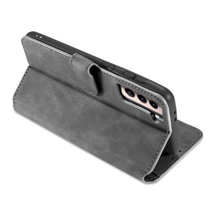 For Samsung Galaxy S21 5G DG.MING Retro Oil Side Horizontal Flip Case with Holder & Card Slots & Wallet(Grey)-garmade.com