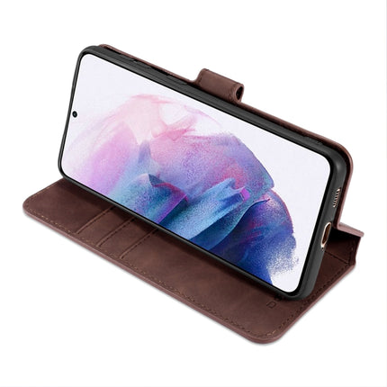 For Samsung Galaxy S21 5G DG.MING Retro Oil Side Horizontal Flip Case with Holder & Card Slots & Wallet(Coffee)-garmade.com