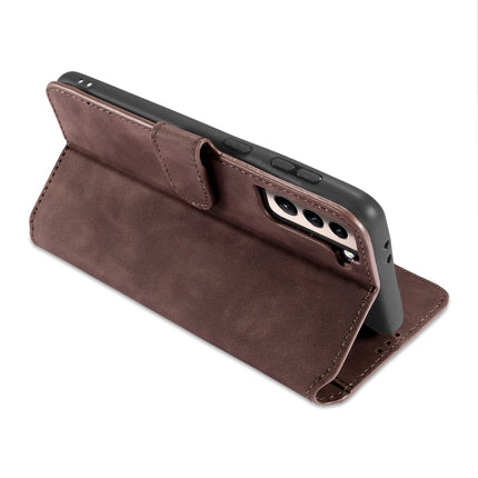 For Samsung Galaxy S21 5G DG.MING Retro Oil Side Horizontal Flip Case with Holder & Card Slots & Wallet(Coffee)-garmade.com