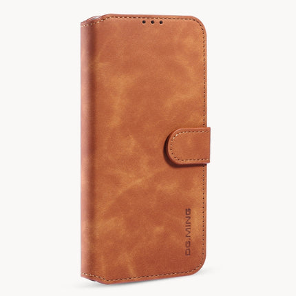 DG.MING Retro Oil Side Horizontal Flip Case with Holder & Card Slots & Wallet For iPhone 12 mini(Brown)-garmade.com