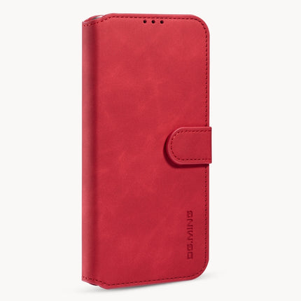 DG.MING Retro Oil Side Horizontal Flip Case with Holder & Card Slots & Wallet For iPhone 12 mini(Red)-garmade.com