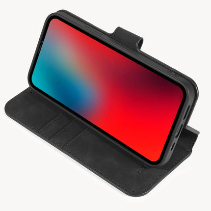 DG.MING Retro Oil Side Horizontal Flip Case with Holder & Card Slots & Wallet For iPhone 12 mini(Black)-garmade.com