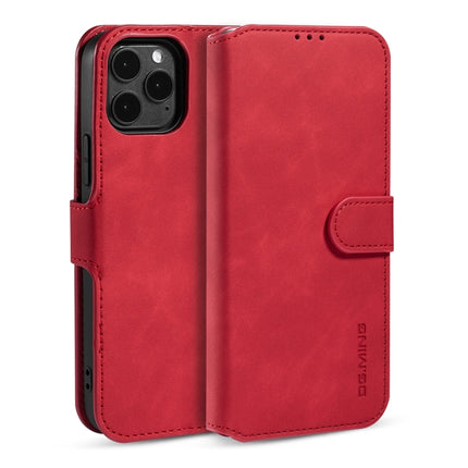 DG.MING Retro Oil Side Horizontal Flip Case with Holder & Card Slots & Wallet For iPhone 12 Pro Max(Red)-garmade.com